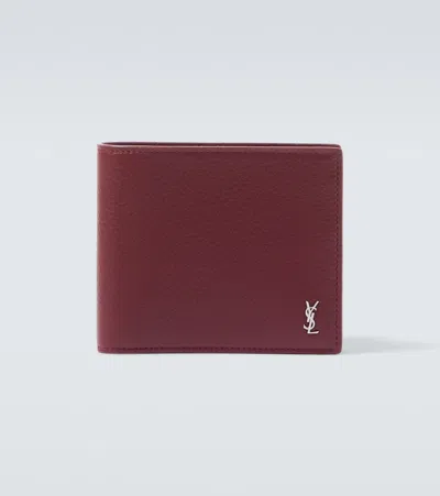 Saint Laurent Cassandre Leather Wallet In Burgundy