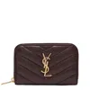 Saint Laurent Cassandre Leather Wallet In Cabernet Red In Brown