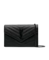 Saint Laurent Cassandre Leather Wallet-on-chain In Black