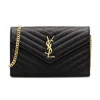 Saint Laurent 'cassandre' Leather Wallet On Chain In Black