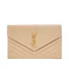 Saint Laurent 'cassandre' Leather Wallet On Chain In Brown