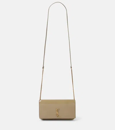 Saint Laurent Cassandre Leather Wallet On Chain In Brown