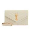 Saint Laurent Cassandre Leather Wallet On Chain In Crema Soft