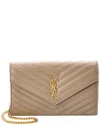 Saint Laurent Monogram Medium Matelasse Leather Wallet On Chain In Grey