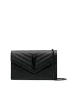 Saint Laurent Cassandre Leather Wallet-on-chain In Schwarz
