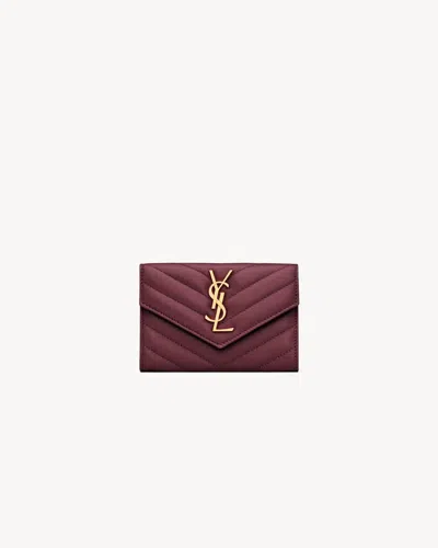 Saint Laurent Cassandre Leather Wallet In Red