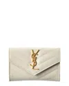 Saint Laurent Cassandre Leather Wallet In White