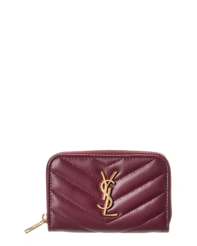 Saint Laurent Cassandre Leather Zip Around Wallet In Burgundy