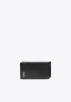 Saint Laurent Cassandre Leather Zip Cardholder In Black