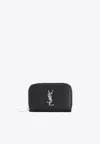 Saint Laurent Cassandre Leather Zipped Wallet In Black
