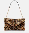 Saint Laurent Cassandre Leopard-print Calf Hair Shoulder Bag In Brown