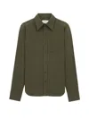 Saint Laurent Cassandre Linen And Cotton Shirt In Green