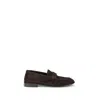 Saint Laurent Cassandre-detail Suede Loafers In Brown