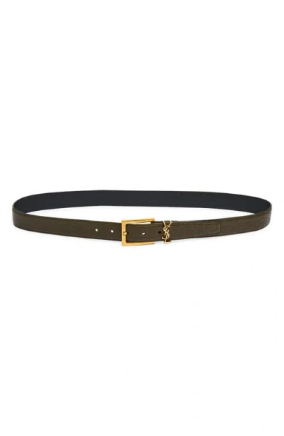 Saint Laurent Cassandre Logo Belt In Brown