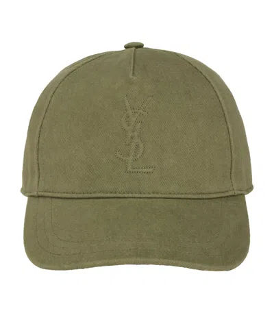 Saint Laurent Cassandre Logo Cap In Beige