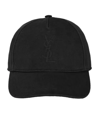 Saint Laurent Cassandre Logo Cap In Black