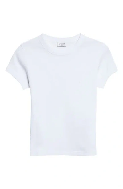 Saint Laurent Cassandre Logo Cotton T-shirt In White