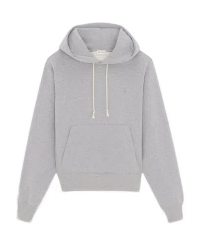 SAINT LAURENT SAINT LAURENT CASSANDRE LOGO EMBROIDERED HOODIE