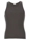 Saint Laurent Ribbed Texture Sleeveless Tank Top In Brown