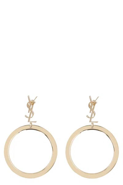 SAINT LAURENT SAINT LAURENT CASSANDRE LOGO HOOP EARRINGS