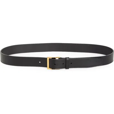 Saint Laurent Cassandre Logo Leather Belt In Black