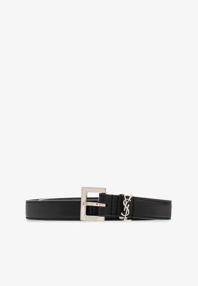 Saint Laurent Leather Belt In Black