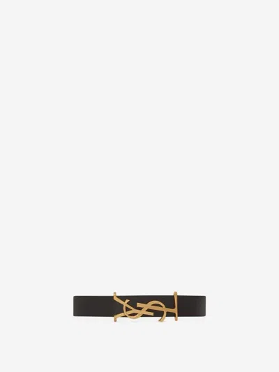 SAINT LAURENT SAINT LAURENT CASSANDRE LOGO LEATHER BRACELET