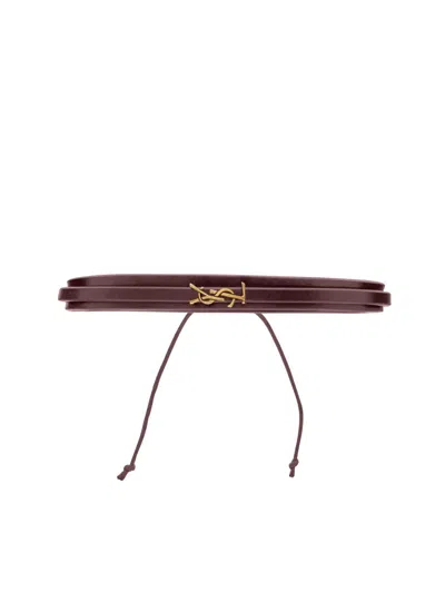 SAINT LAURENT SAINT LAURENT CASSANDRE LOGO LEATHER BRACELET