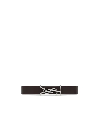 Saint Laurent Cassandre Bracelet In Leather In Black