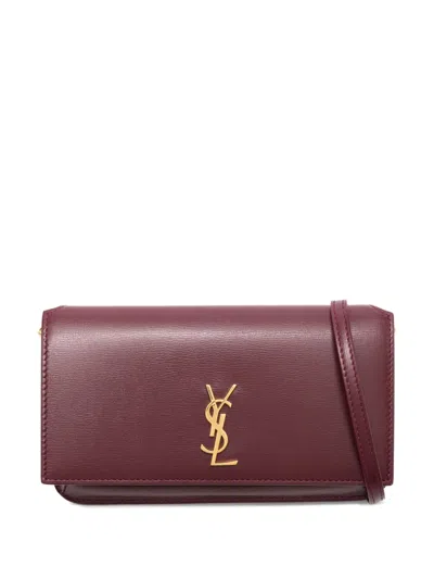 Saint Laurent Cassandre Logo-plaque Mini Bag In Red