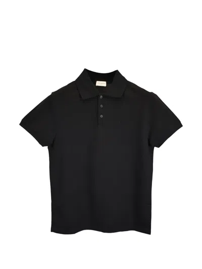 Pre-owned Saint Laurent Cassandre Logo Polo Shirt In Black