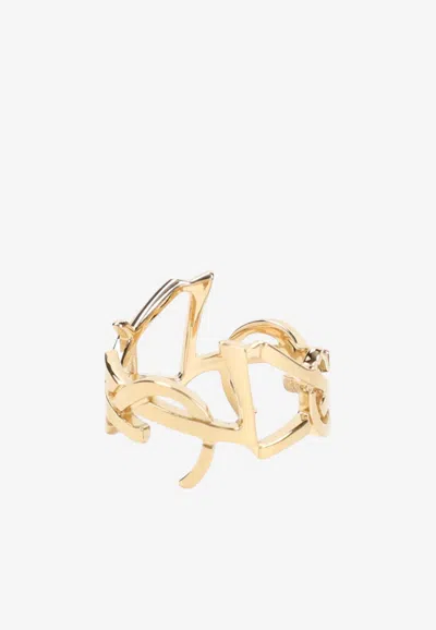 Saint Laurent Cassandre Logo Shaped Ring In Gold
