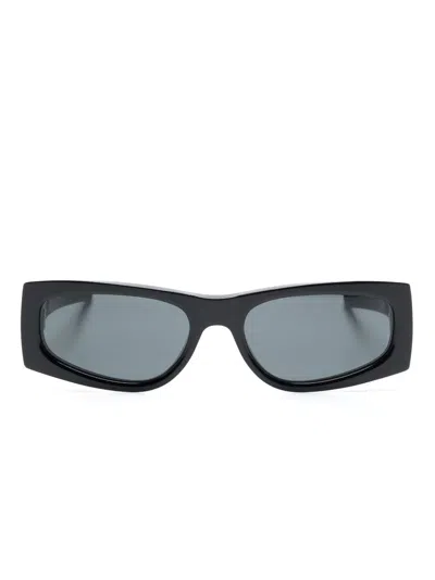 Saint Laurent Cassandre-logo Sunglasses In 001 - Black-black-black
