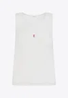 Saint Laurent Logo-embroidered Wool Tank Top In Beige