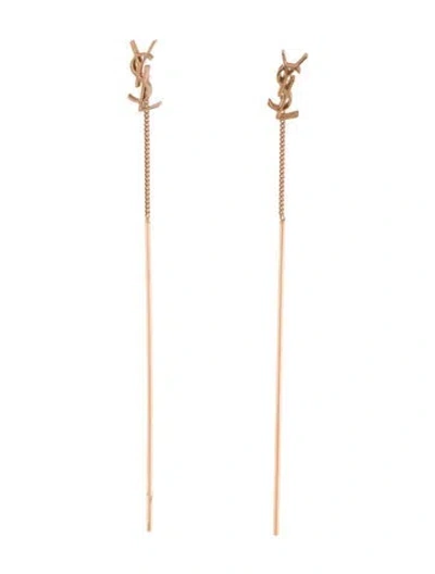 Pre-owned Saint Laurent 'cassandre' Logo Threader Drop Earrings In Multi