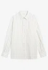 Saint Laurent Cassandre Long-sleeved Stripe Shirt In Burgundy