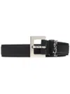 Saint Laurent Black Logo Keeper Belt In Black