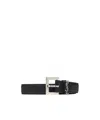 Saint Laurent Black Logo Keeper Belt In Black
