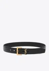 Saint Laurent Cassandre Loop Leather Belt In Black