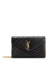 Saint Laurent Cassandre Matelass Hain Wallet In Nero