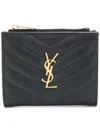 Saint Laurent Cassandre Matelassé Bi-fold Wallet In Grain De Poudre Leather Accessories In Gray
