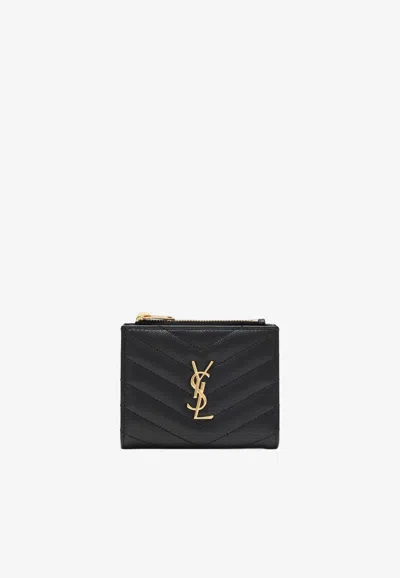 Saint Laurent Cassandre Matelassé Bi-fold Wallet In Black