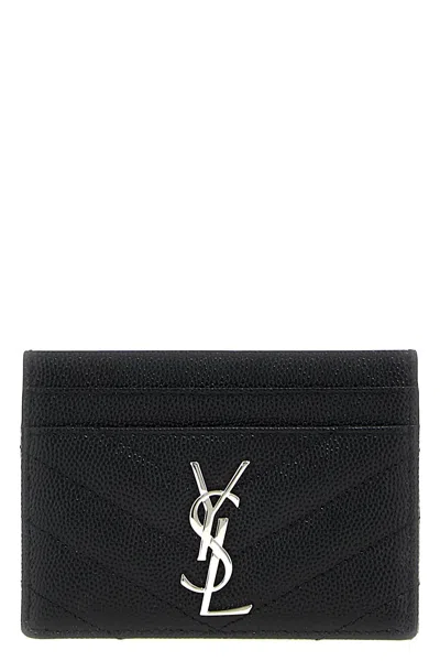 Saint Laurent 'cassandre Matelassé' Card Case In Black