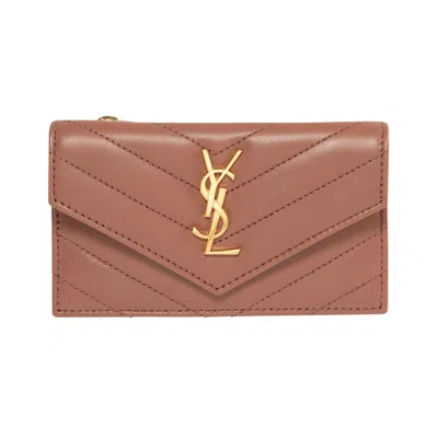 Pre-owned Saint Laurent Cassandre Matelassé Card Case 'coral Paradise' | Pink | Women's Size Onesize