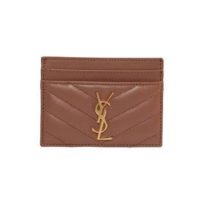 Pre-owned Saint Laurent Cassandre Matelassé Card Case 'coral Paradise' | Pink | Women's Size Onesize