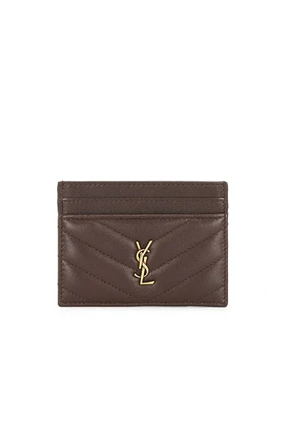 Saint Laurent Cassandre Matelasse Card Case In Dark Sweet Choco