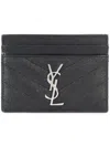 Saint Laurent Monogram Grained-leather Cardholder In Black