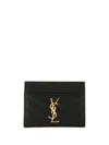 Saint Laurent Monogram Quilted Card Holder In Black