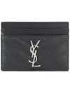 Saint Laurent Women Cassandre Leather Card Case In Black