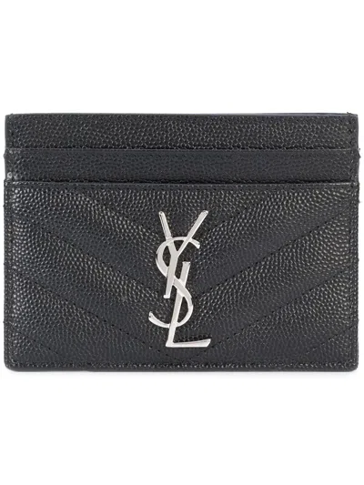 SAINT LAURENT SAINT LAURENT CASSANDRE MATELASSÉ CARD CASE IN GRAIN DE POUDRE LEATHER ACCESSORIES